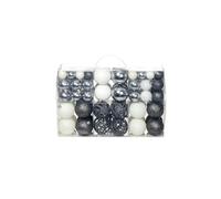 100x Boules de Noël Blanc/Gris Ornements Sapin Arbre Décor Fête Maison