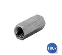 100X Écrou Long Zincé Pour Barres Filetées Din 6334 E-100 M 6 10X30