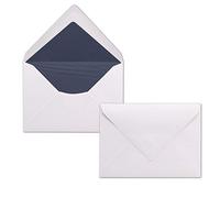 100x Enveloppes blanches doublées avec papier de soie en bleu foncé - Format: C6 (114 x 162 mm) avec surface mate et doublure de qualité supérieure -pour Noël, invitations, marriages