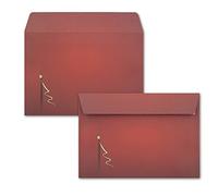 100x Enveloppes DIN C6 en rouge avec arbre de Noël doré - Fermeture adhésive avec bande détachable - 114 x 162 mm - 80 g/m² - Enveloppes de Noël avec motif pour entreprises et particuliers