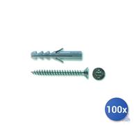 100x Fischer Tassello Avec Vis S 6 V Grigio Nylon E-100 Mm 6 TSP Pozidriv