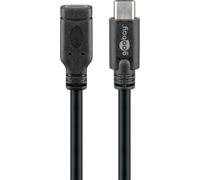 100x Goobay 45393 Rallonge USB-C™, USB 3.1 Gen 1, 1 m, noir, 1 m - USB-C™ mâle > USB-C™ femelle