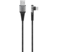 100x Goobay 64655 Câble textile USB-C™ vers USB-A avec connecteurs métalliques (gris espace/argent), 90°, 0,5 m, 0.5 m, noir-gris - Câble de connexion USB élégant et extra-résistant avec connecteur US