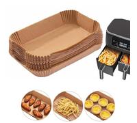 100x Papier Cuisson pour Ninja Air Fryer, 20 x 14cm Rectangulaire, Résiste à 230°C et à l'huile, Feuille Paper Liners pour airfryer Foodi Tiroir Double [AF500EU 10,4L | AF400EUCP AF300EU AF200EU]
