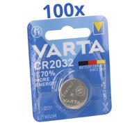 100x VARTA CR 2032 CR2032 Pile Lithium 3V 100 Pièces 1 Blister
