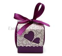 100x Violet Boîte Ballotin Box Sachet Papier à Dragées Cadeau Mariage Baptême