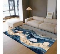 100x150cm Tapis de Coquillage de Salon Rugs étoile de mer des Vagues de mer Tapis Doux et Fin Lavable Coquillage Marin Moquette intérieure pour Chambre Chambre de bébé Cuisine