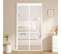 100x180cm(Largeur x Hauteur) Moustiquaire magnétique pour portes doubles-Rayures blanches Rideau en avec fixation intégrale par bandes auto-agrippantes et aimants puissants-Se referme automatiquement