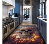 100x200cm Tapis de la copropriété Salon Rugs Salon Sucre Lavable crâne Coucher de Soleil Nuages Rugs Doux et Fin Sol intérieur du Jour des Morts Tapis Anti-Glissant pour Salle à Manger