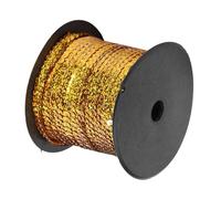 100Yards 6mm Ligne de paillettes, String Paillette Plat Bobine Paillette Garniture Accessoire Décoratif pour Robe Embellir Bandeau Tissu Chaussure(Laser Or)