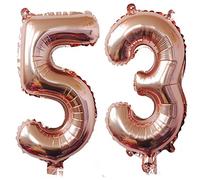 101,6 cm Rose Feuille d'or 53 l'hélium Jumbo Digital Nombre Ballons, 53th anniversaire Décoration pour femme ou Homme, 53 Fête d'anniversaire Fournitures