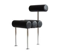101 Copenhagen Chaise de salle à manger Hiro Stainless steel-aniline leather black