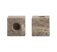 101 Copenhagen Cube bougeoir 2-pack Silver Travertin