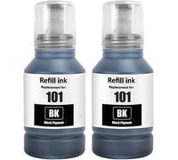101 Encre Compatible Avec Epson 101 Bouteille D'Encre Multipack Pour Ecotank L4150 L4160 L4260 L4266 L6160 L6170 L6176 L6190 L6260(2-Pack,2 Pigment Noir)