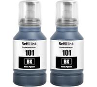 101 Encre Compatible avec Epson 101 Bouteille d'encre Multipack pour EcoTank L4150 L4160 L4260 L4266 L6160 L6170 L6176 L6190 L6260(2-Pack,2 Pigment Noir)