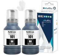 101 Haute Capacité Encre Compatible Avec Epson 101 Noir Bouteille D'Encre Pour Epson Ecotank L4150 L4160 L4260 L4266 L6160 L6170 L6176 L6190 L6260 L6270 L6276 L6290 L14150 (2-Pack)