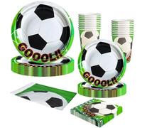 101 pièce Football Vaisselle,Football Decoration fête Anniversaire Kit,Foot Theme Papier Assiette,pour Anniversaire Footballs Garcon