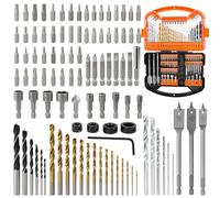 101 Pièces Jeu de Forets et D'embouts, Coffret Forets pour le Bois, la Pierre et le Métal et y Compris Brique Douilles Fraise Butées de Perçage et Boîte de Rangement Robuste