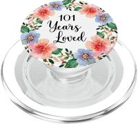 101 Years Loved 101th Birthday Floral 101 Years Loved Women PopSockets PopGrip pour MagSafe