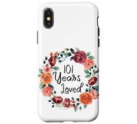 101 Years Loved 101th Birthday Floral Wreath Loved for Women Coque pour iPhone X/XS