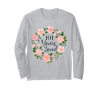 101 Years Loved Floral 101th Birthday Design for Mom Grandma Manche Longue
