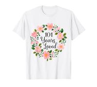 101 Years Loved Floral 101th Birthday Design for Mom Grandma T-Shirt