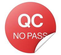 101SignCity Autocollants QC No Pass de 2,5 cm - Étiquettes rondes de contrôle de qualité - Étiquettes autocollantes solides pour inventaire, inspection et articles rejetés (600 autocollants)
