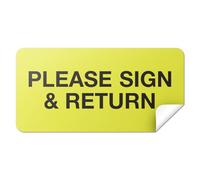 101SignCity Étiquette d'alerte et d'instructions de 3,8 x 1,9 cm avec inscription « Please Sign & Return » et instructions (français non garanti), autocollant puissant pour tableaux médicaux, tableaux