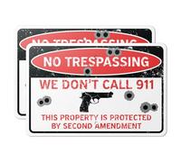 101SignCity Lot de 2 panneaux de cour « No Trespassing We Don't Call 911, This Property Is Protected By Second Amendment » pour sécurité, confidentialité et protection de la maison - 45,7 x 30,5 cm en