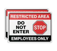 101SignCity Lot de 2 panneaux « Restricted Area : Do Not Enter, Stop, Employees Only » pour propriétés privées et entreprises - 25,4 x 17,8 cm en aluminium