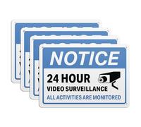 101SignCity Lot de 4 panneaux d'avertissement bleus « NOTICE 24 Hour Video Surveillance All Activities Are Monitored » pour entreprises, maisons, zones réglementées - 25,4 x 17,8 cm en aluminium