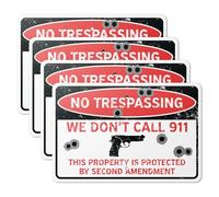 101SignCity Lot de 4 panneaux de cour « No Trespassing We Don't Call 911, This Property Is Protected By Second Amendment » pour sécurité, confidentialité et protection de la maison - 45,7 x 30,5 cm en