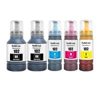 102 Encre ET-2856 ET-4856 ET-2850 ET-15000 ET-2700 Compatible avec Epson 102 Bouteille d'encre Multipack pour ET-2750 ET-2751 ET-2756 ET-2851 ET-3700 ET-3750 ET-4750 ET-4850(5 Pack,2BK C M Y)
