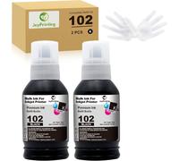 102 Lot de 2 recharges d'encre noire pour bouteilles d'encre Epson 102 compatibles avec Epson EcoTank ET-2750 ET-2700 ET-2751 ET-2756 ET-3700 ET-3750 ET-3850 ET-4850 ET-4750 ET-15000 ET-48