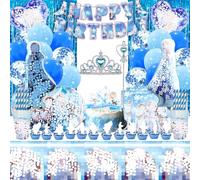 102 Pcs Decoration Reine Des Neiges Anniversaire, Kit Froze Anniversaire, Froze Balloon, Reine Des Neiges Vaisselle, Elsa Birthday Decorations, Décoration pour fêtes d'anniversaire, fêtes d'enfants