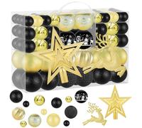 102 Pièces Boule de Noel Noir et Or Decoration Noel Sapin,Deco Sapin de Noel,Kit Decoration Sapin Noell,Decorations de Noel Interieur Exterieur