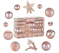 102 Pièces Boules de Noel Rose Gold, Decoration Noel Sapin,Christmas Tree Decoration,Kit Decoration Noel avec Grosse Petite Boule de Noel Boîte à Boules de Noël en Plastique