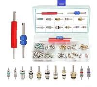 102PC AC Valve Core Kit pour r12 Metal Leak Repair 102PC AC Valve | 100 valve cores, 2 removal tools, metal construction, leak repair, pour r12 compatible, compact case