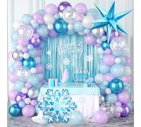 102PCS Ballons sur le thème de La Reine des neiges, ballons en aluminium en forme de flocon de neige, décorations de fête mettant en vedette Elsa et Anna