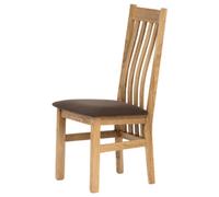 102x57x49 cm 2X chaises de salle à manger en bois de chêne massif naturel, revêtement en tissu, brun chocolat (C2100BR2)