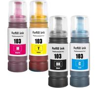 103 Encre Compatible avec Epson 103 pour L1110 L1200 L1210 L1250 L3100 L3101 L3110 L3111 L3116 L3150 L3151 L3156 L3160 L3200 L3250 L3251 L3256 L3260 L3266 Imprimante 4 Multipack (BK/C/M/Y)