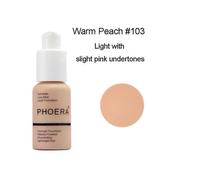 (103# Warm Peach)Phoera Foundation Whitening Matte Concealer Brighten Waterproof Oil-control Dark Circles Makeup Base Full Coverage Cosmetic