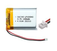 103040 3.7V 1300 MAH, Pcm, Jst PH1.25-2P rechargeable plusieurs fois