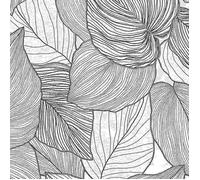 10381-10 - Papier Peint Vinyle Expansé Sur Intissé Feuilles Noir Et Blanc - DECOR DESIGN