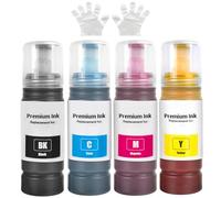 104 Encre Compatible avec Epson 104 Bouteille d'encre Multipack pour ecotank ET-2726 ET-1810 ET-2810 ET-2811 ET-2812 ET-2814 ET-2815 ET-2820 ET-2821 ET-2825 ET-2826 ET-4700 ET-4800 (4P BK/C/M/Y)