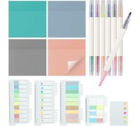 1040 Pcs Notes Autocollantes Transparentes Avec 6 Pcs Stylo Fluorescent,Étanche S Autocollantes Sticky Memo,Autocollants Translucides Et Inscriptibles Pour Maison Et Bureau