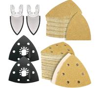 104PCS kit de de plateaux de ponçage multitool 93mm pour ponceuse delta disponible en plusieurs triangulaires grains adapté aux espaces restreints ponçage bois