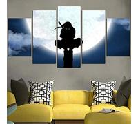 104Tdfc Naruto Ninja Itachi et la Lune Impressions sur Toile 5 Tableaux Peinture sur Toile Tableau Multi Panneau 5 Parties,100X55Cm Moderne Salon Decor Murale