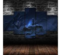 104Tdfc XXL Impression sur Toile 5 Parties Moderne Tableau Dragon Night King Game of Thrones Tableaux Deco 5 Pieces XXL Peinture Photo Art Image Salon Décoration Cadeau d'halloween