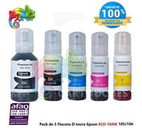 105 106 Encre Compatible avec Epson 105 106 Bouteille d'encre Multipack pour EP L-7160 L-7180 ET-7700 ET-7750 (5-Pack)